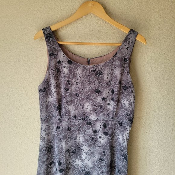 Vintage 90s Maxi Formal Gray Floral Dress - Picture 3 of 11